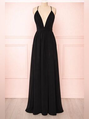 1861 Black Maxi Dress Open Back Formal Elegant - Small